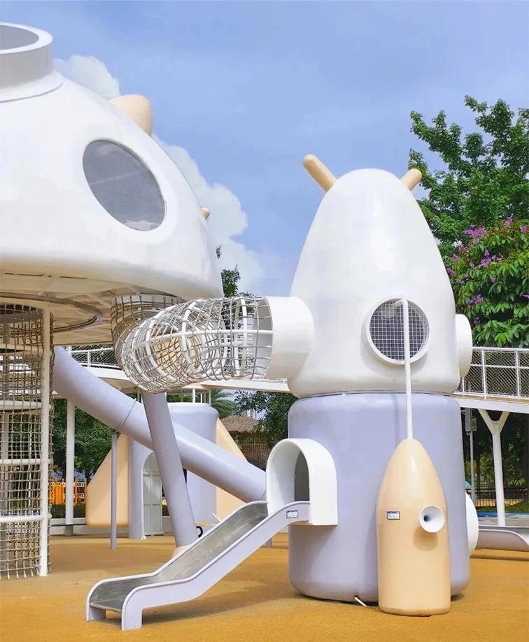 太空飞船主题乐园定制_户外飞碟火箭造型游乐设施_航天 IP 无动力儿童乐园厂家